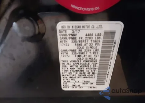 2017 Nissan Rogue S z USA, uszkodzony, nr VIN JN8AT2MT1HW149610